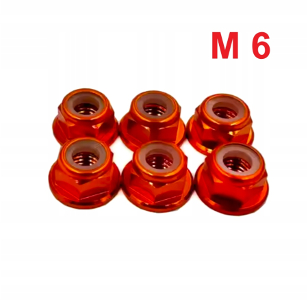 Aluminiowa nakrętka m6 samokontrująca samohamowna din 6926 pomarańczowa m6