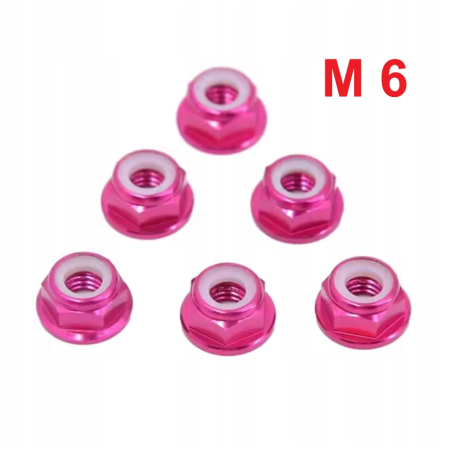 Aluminiowa nakrętka m6 samokontrująca samohamowna din 6926 różowa m6