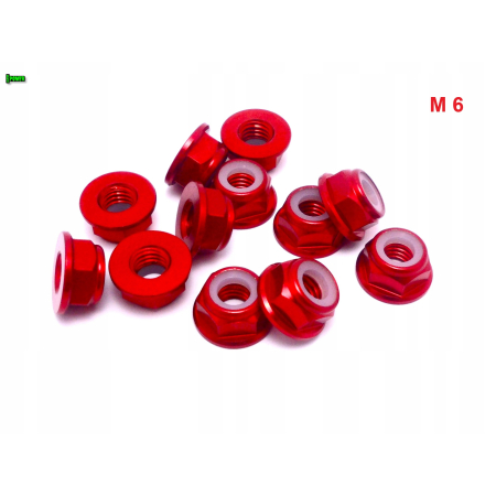 Aluminiowa nakrętka m6 samokontrująca samohamowna din 6926 czerwona m6