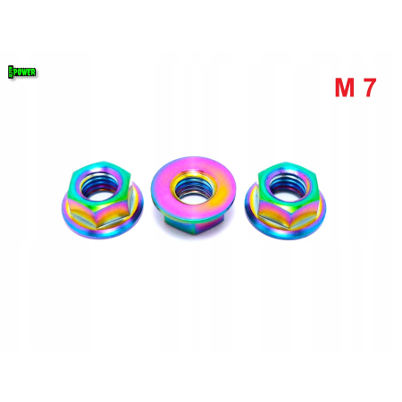 Nakrętka kołnierzowa m7 din 6923 tytanowa grade 5 kolorowa