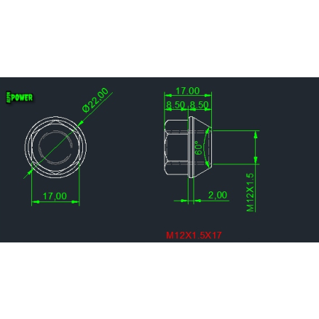 Tytanowe nakrętki do kół felg m12x17 skok 1,5 tytan grade 5