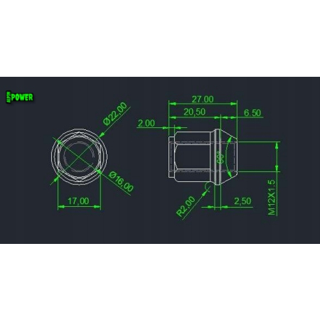 Tytanowe nakrętki do kół felg m12x27 skok 1,5 tytan grade 5