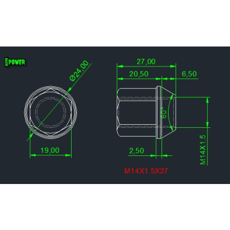 Tytanowe nakrętki kół felg aluminiowych m14x27 skok 1,5 tytan grade 5 szare