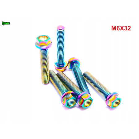 M6x32 śruba tytanowa z kołnierzem din 6921 śruby tytanowe gr 5