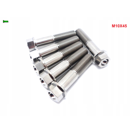 M10x45 śruba tytanowa sześciokątna z kołnierzem din6921 skok 1,25 gr 5