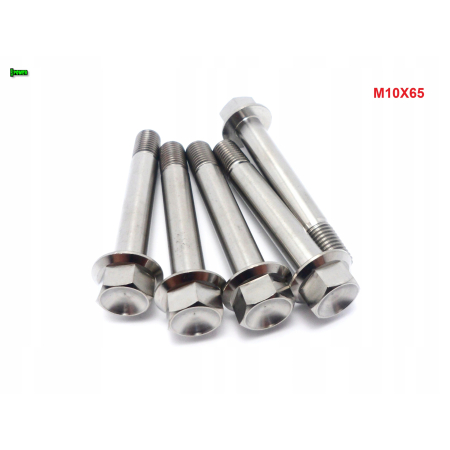 M10x65 śruba tytanowa sześciokątna z kołnierzem din6921 m10x65 skok 1,25