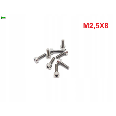 M2,5x8 śruba imbusowa din 912 iso 4762 tytanowa śruby tytanowe grade 5