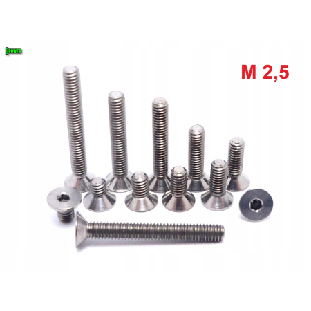 M2,5x6 śruba tytanowa imbusowa din 7991 tytan grade 5