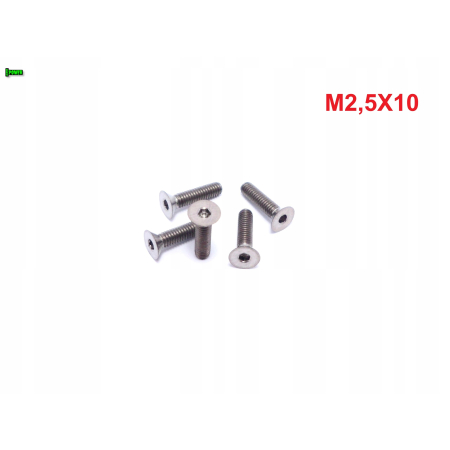 M2,5x10 śruba tytanowa imbusowa din 7991 tytan grade 5