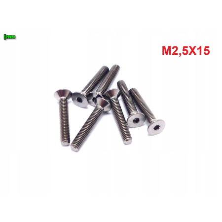 M2,5x15 tytanowa śruba gr5 imbusowa din 7991 śruby tytanowe m2,5 grade 5
