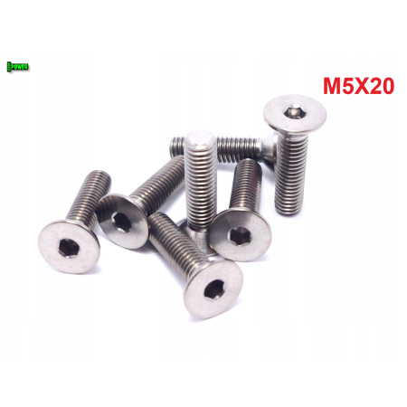 M5x20 tytanowa śruba gr5 imbusowa din 7991 śruby tytanowe m5 tytan grade 5