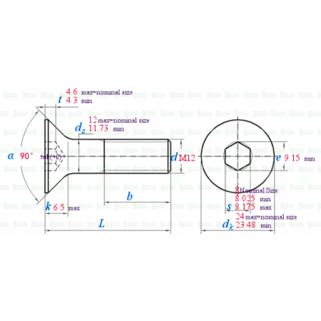 M12x30 tytanowa śruba imbusowa din 7991 śruby tytanowe m12 tytan grade 5