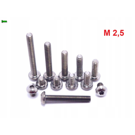 M2,5x12 śruby tytanowe iso 7380 śruba tytanowa gr 5 tytan grade 5
