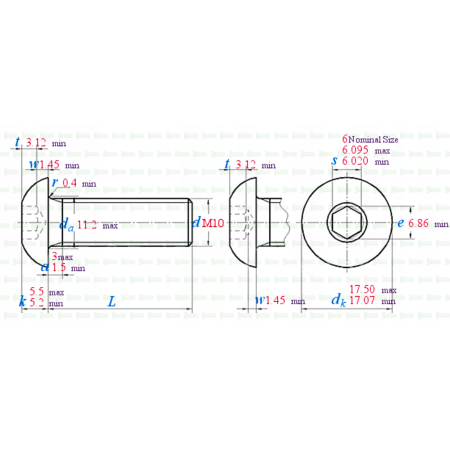 M10x30 śruba tytanowa z łbem kulistym imbusowa iso 7380 śruby tytan grade 5