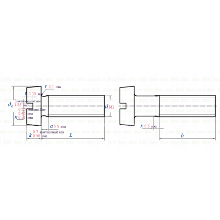 M1x6 śruba din 84 iso 1207 tytanowa z łbem walcowym płaskim śruby tytanowe