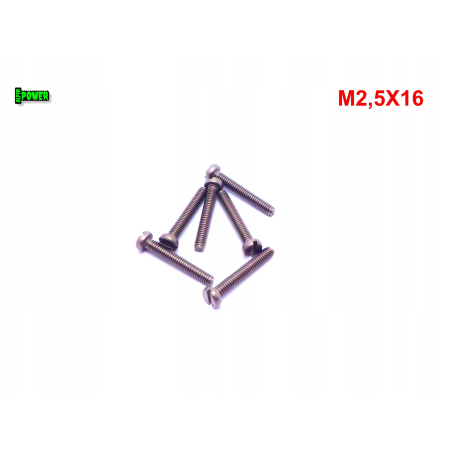 M2,5x16 śruba din84 iso1207 tytanowa z łbem walcowym płaskim śruby tytanowe