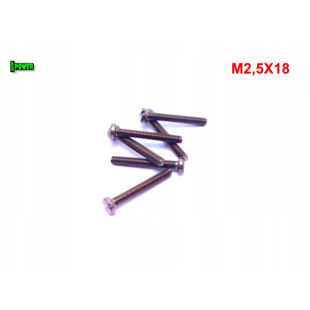 M2,5x18 śruba din84 iso1207 tytanowa z łbem walcowym płaskim śruby tytanowe