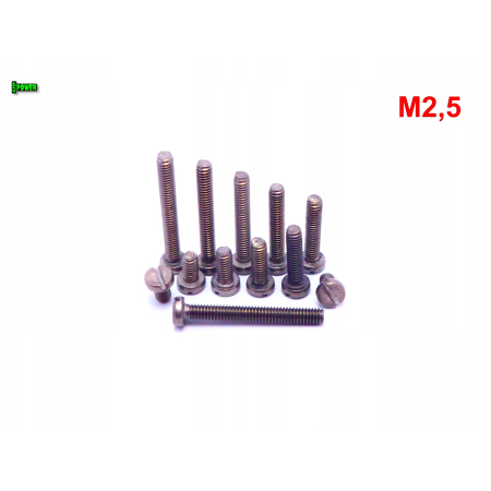M2,5x18 śruba din84 iso1207 tytanowa z łbem walcowym płaskim śruby tytanowe
