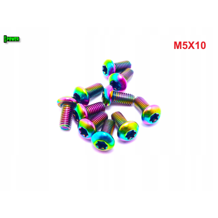 M5x10 śruba tytanowa torx iso 7380 tytan gr 5 do tarcz hamulcowych kolorowe