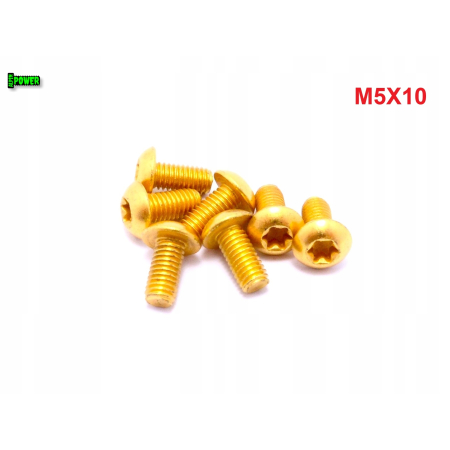 M5x10 śruba tytanowa torx iso 7380 tytan gr 5 tarcze hamulcowe kolor złoty