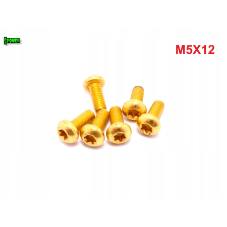 M5x12 śruba tytanowa torx iso 7380 tytan gr 5 tarcze hamulcowe kolor złoty
