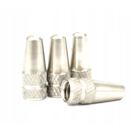 Nakrętki na wentyle presta czapki do roweru sv kapturki na zawory srebrne