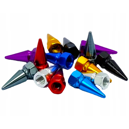 Nakrętki na wentyle czapki do opon kapturki na zawory przeciwpyłowe srebrne