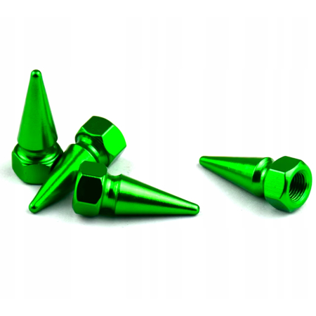 Nakrętki na wentyle czapki do opon kapturki na zawory przeciwpyłowe zielone