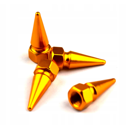 Nakrętki na wentyle czapki do opon kapturki na zawory przeciwpyłowe złote