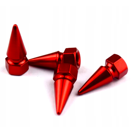 Nakrętki na wentyle czapki opon kapturki na zawory przeciwpyłowe czerwone