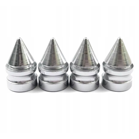 Nakrętki na wentyle srebrne czapki opon kapturki na zawory przeciwpyłowe