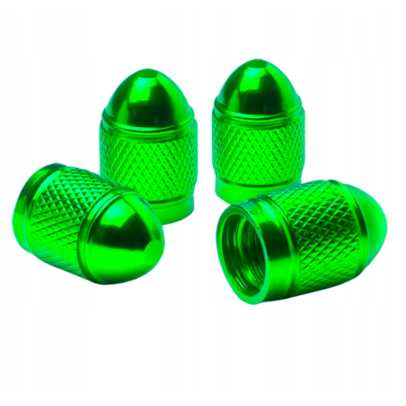Nakrętki na wentyle czapki do opon kapturki na zawory przeciwpyłowe zielone