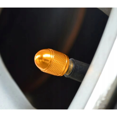 Nakrętki na wentyle czapki do opon kapturki na zawory przeciwpyłowe złote