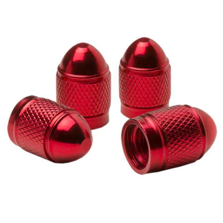 Nakrętki na wentyle czapki opon kapturki na zawory przeciwpyłowe czerwone