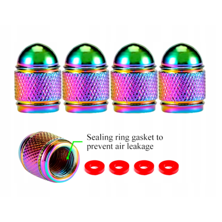 Nakrętki na wentyle czapki do opon kapturki na zawory przeciwpyłowe rainbow