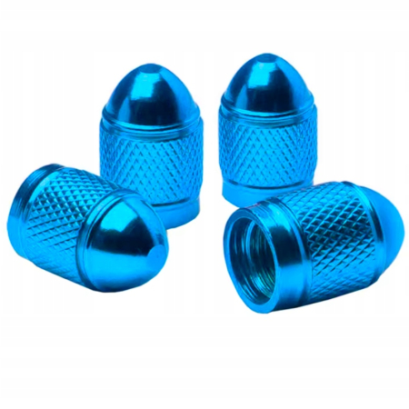 Nakrętki na wentyle czapki opon kapturki na zawory przeciwpyłowe błękitne