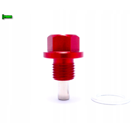 MAGNETYCZNY KOREK SPUSTOWY OLEJU M12X1,25 ALUMINIOWY ANODOWANY CZERWONY