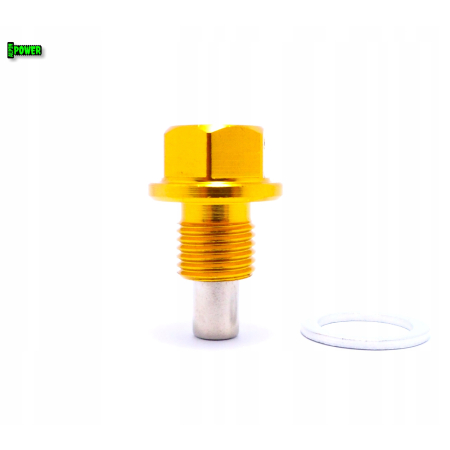 MAGNETYCZNY KOREK SPUSTOWY OLEJU M12X1,25 ALUMINIOWY 6061 ZŁOTY