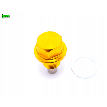 MAGNETYCZNY KOREK SPUSTOWY OLEJU M12X1,25 ALUMINIOWY 6061 ZŁOTY