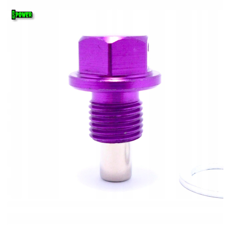 MAGNETYCZNY KOREK SPUSTOWY OLEJU M12X1,25 ALUMINIOWY FIOLETOWY