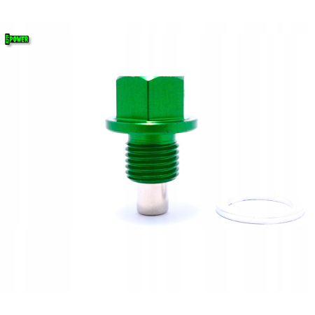MAGNETYCZNY KOREK SPUSTOWY OLEJU M12X1,25 ALUMINIOWY 6061 ZIELONY