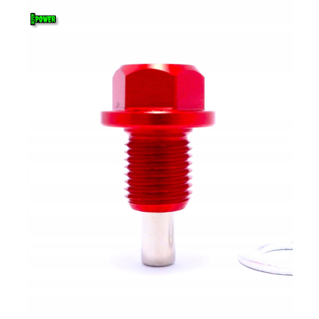 MAGNETYCZNY KOREK SPUSTOWY OLEJU M12X1,25 ALUMINIOWY CZERWONY
