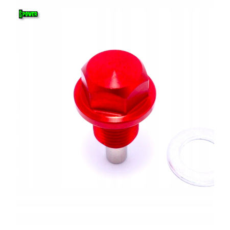 MAGNETYCZNY KOREK SPUSTOWY OLEJU M12X1,25 ALUMINIOWY CZERWONY