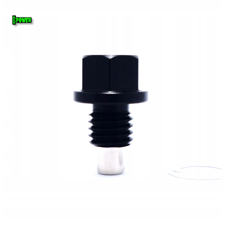 MAGNETYCZNY KOREK SPUSTOWY OLEJU M12X1,75 ALUMINIOWY 6061 CZARNY