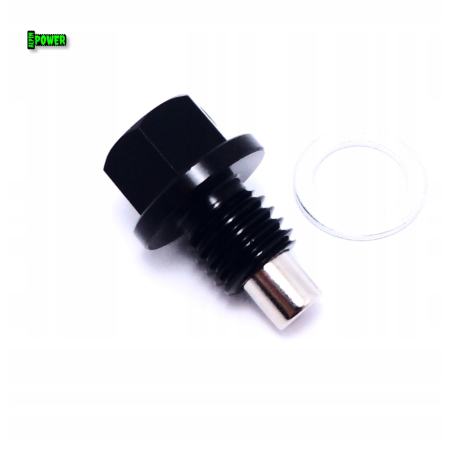 MAGNETYCZNY KOREK SPUSTOWY OLEJU M12X1,75 ALUMINIOWY 6061 CZARNY