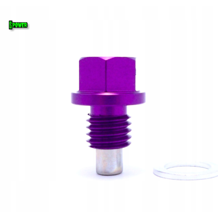 MAGNETYCZNY KOREK SPUSTOWY OLEJU M12X1,75 ALUMINIOWY 6061 FIOLETOWY