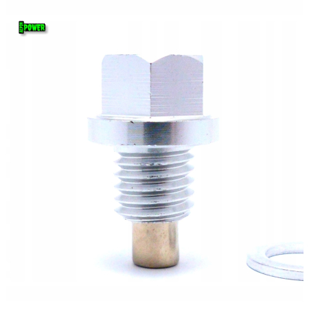 MAGNETYCZNY KOREK SPUSTOWY OLEJU M12X1,75 ALUMINIOWY 6061 SREBNY