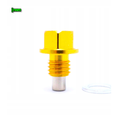 MAGNETYCZNY KOREK SPUSTOWY OLEJU M12X1,75 ALUMINIOWY 6061 ZŁOTY