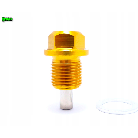 MAGNETYCZNY KOREK SPUSTOWY OLEJU M14X1,25 ALUMINIOWY 6061 ANODOWANY ZŁOTY