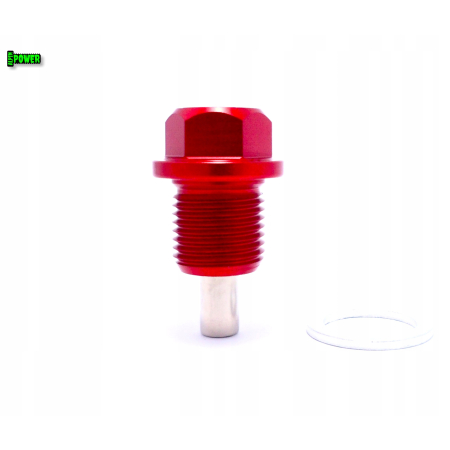MAGNETYCZNY KOREK SPUSTOWY OLEJU M14X1,25 ALUMINIOWY ANODOWANY CZERWONY